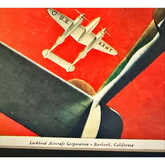 Framed 1942 VTG Orig Magazine Ad LOCKHEED For Leadership Design for Daring - Picture 2 of 4